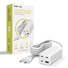 GaN 100W Compact MultiHub Charger PW18 with 3x USB-C + USB-A