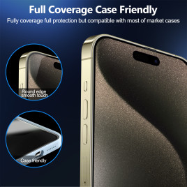 Screen Guard Privacy iPhone 15 Pro with easy applicator, 2 pack
