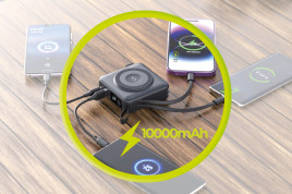 Powerbank 10000mAh / Travel Charger, Lightning/USB-C Cable, Černá - kompatibilní s MagSafe AW / iPhone
