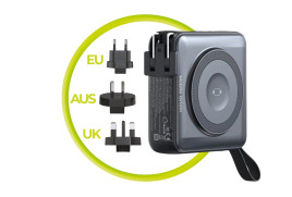 PowerBank 10000mAh / Travel Charger, Lightning/USB-C Cable, Černá - kompatibilní s MagSafe AW / iPhone