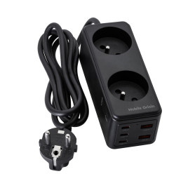 GaN 65W Prodlužovací adaptér MultiHub PW19 3× USB-C + 2× USB-A
