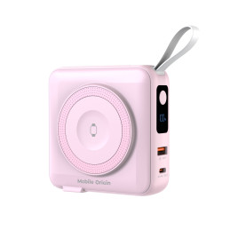 Powerbank 10000mAh / Travel Charger, Lightning/USB-C Cable, Růžová - kompatibilní s MagSafe AW / iPhone