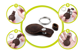 Kožená klíčenka AirTag Outdoor A7, Tmavě hnědá