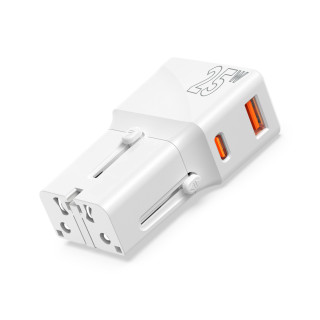 Travel adapter 25W, EU/US/UK/AU White