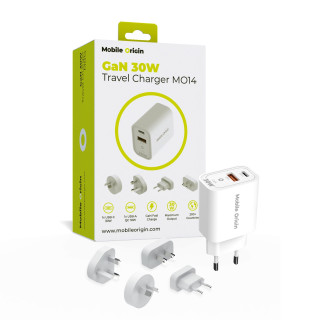 GaN 30W Travel Charger EU,USA,UK,AUS MO14