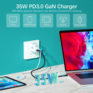 Super Charger Dual USB-C 35W GaN III White