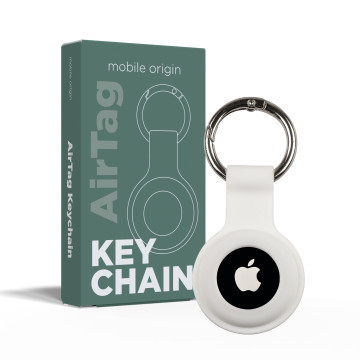 Mobile Origin Airtag Keychain White