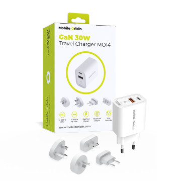 GaN 30W Travel Charger EU,USA,UK,AUS MO14