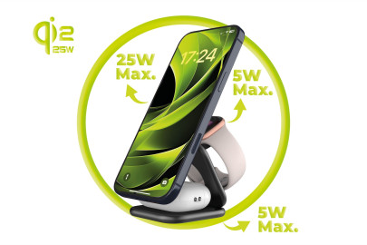 Ultratenká skládací nabíječka PW36, 3v1 Qi2 25W, Matně černá