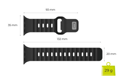 FKM Řemínek III pro Apple Watch 44 / 45 / 46 / 49 mm – Černý
