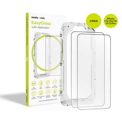 Ochranné sklo EasyGlass s aplikátorem pro iPhone 17e/16e/14/13/13 Pro, 2 ks