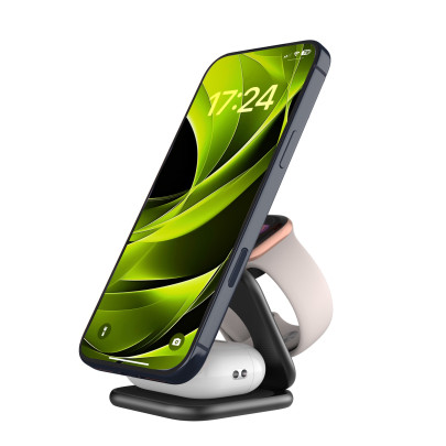 Ultratenká skládací nabíječka PW36, 3v1 Qi2 25W, Matně černá