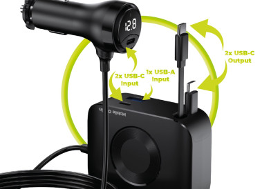 75W 5in1 Car Charger CA23 - 2x USB-C + USB-A Port, 2x USB-C Cable