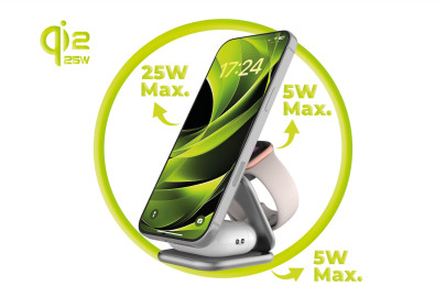 Ultratenká skládací nabíječka PW36, 3v1 Qi2 25W, Stříbrná