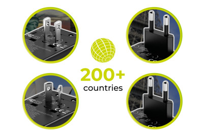 Cestovní Adaptér GaN 35W PW4 EU/UK/US/AUS, 3x USB-C + 2x USB-A