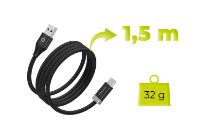 27W Kabel s magnetickým úchytem StayCable USB-C na USB-A, 1.5 m, CB6