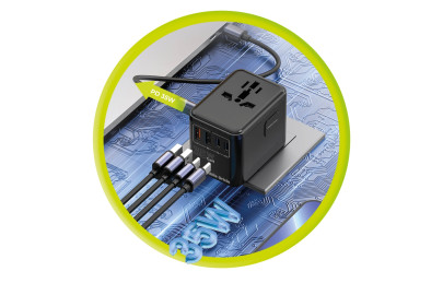 Cestovní Adaptér GaN 35W PW4 EU/UK/US/AUS, 3x USB-C + 2x USB-A