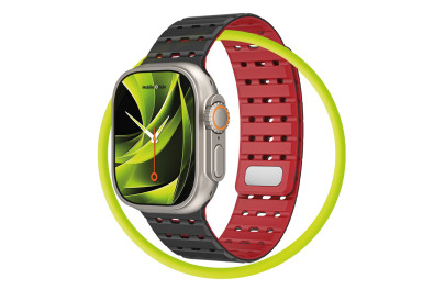 Magnetický řemínek pro Apple Watch 44 / 45 / 46 / 49 mm – černočervený