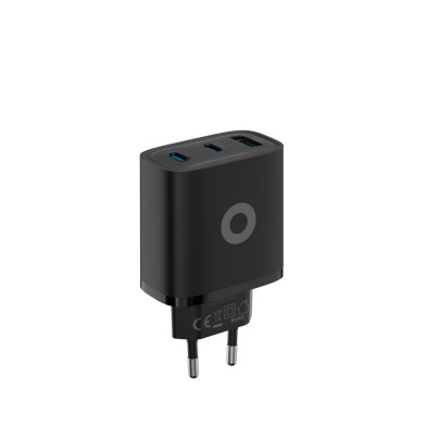 GaN 40W Wall Charger MO13, 1x USB-A + 2x USB-C, Black