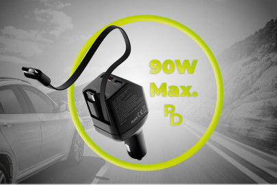Car Charger CA22 90W - USB-C + USB-A, + 2x USB-C Cable