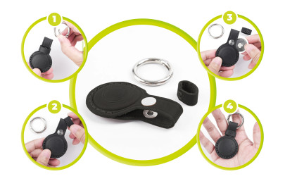 Kožená klíčenka AirTag Outdoor A7, Černá