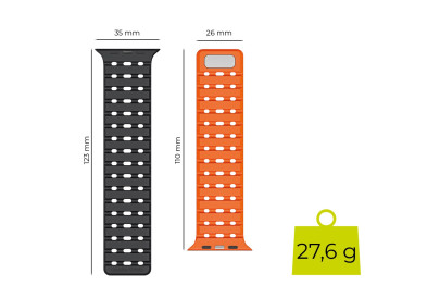 Magnetický řemínek pro Apple Watch 44 / 45 / 46 / 49 mm – černooranžový
