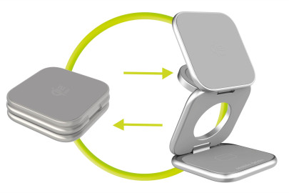 Ultratenká skládací nabíječka PW36, 3v1 Qi2 25W, Stříbrná