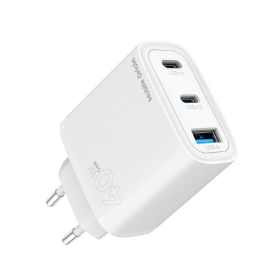 GaN 40W Wall Charger MO13, 1x USB-A + 2x USB-C