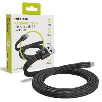Magnetic Cable USB-A to USB-C 1m Black Patented Original