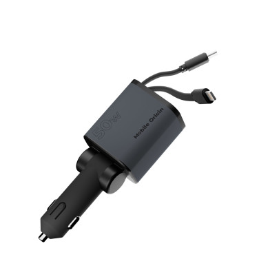4in1 50W Car Charger CA28 - USB-C + USB-A, USB-C and Lightning Cable