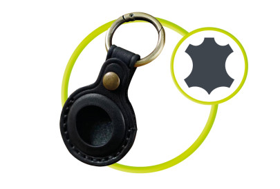 Kožená klíčenka AirTag A6, Černá