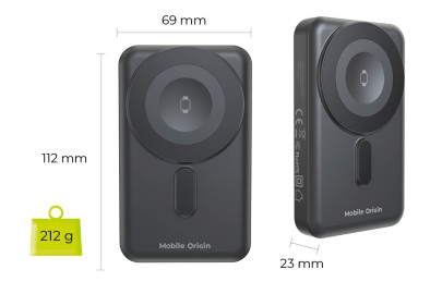 10000mAh Wireless Magnetic PowerBank PB11, USB-C and Lightning Cable