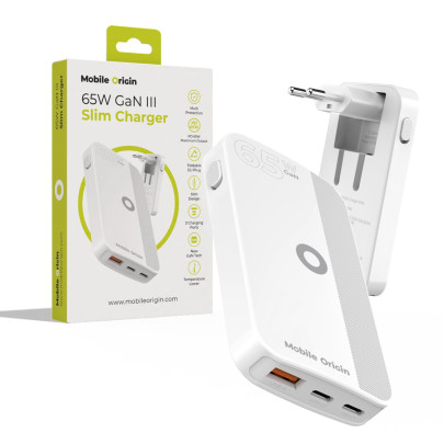 Slim Charger Dual USB-C, Single USB-A white