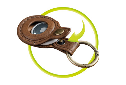 Kožená klíčenka AirTag A6, Tmavě hnědá