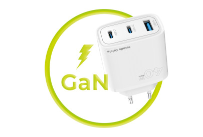 GaN 40W Wall Charger MO13, 1x USB-A + 2x USB-C
