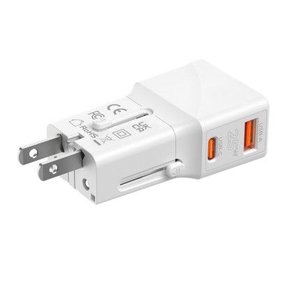 Travel adapter 25W, EU/US/UK/AU White