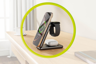 Skládací Qi2 nabíječka 3v1 PW8 - stříbrná