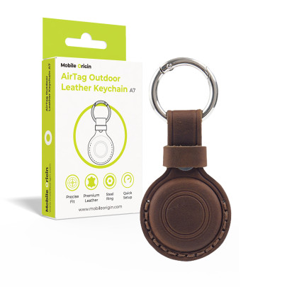 Kožená klíčenka AirTag Outdoor A7, Tmavě hnědá