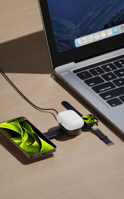 3in1 Qi2 25W Foldable Magnetic Pad PW34, Black