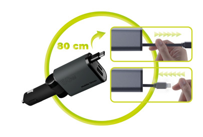 3in1 Car Charger CA27, 50W - USB-C + USB-A, USB-C Cable