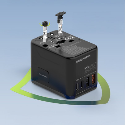 Cestovní Adaptér GaN 35W PW4 EU/UK/US/AUS, 3x USB-C + 2x USB-A