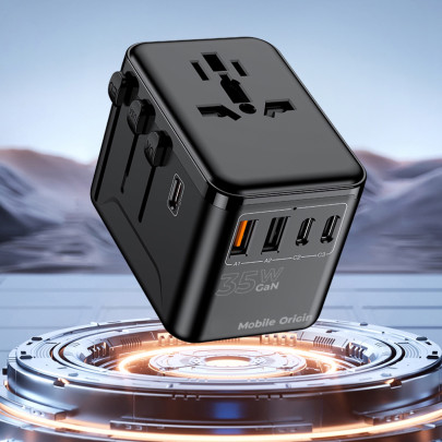 Cestovní Adaptér GaN 35W PW4 EU/UK/US/AUS, 3x USB-C + 2x USB-A
