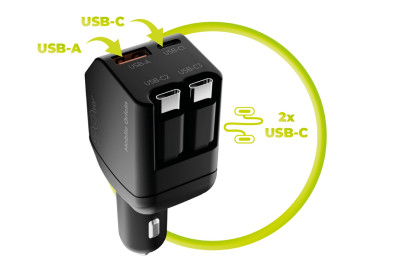 Car Charger CA22 90W - USB-C + USB-A, + 2x USB-C Cable