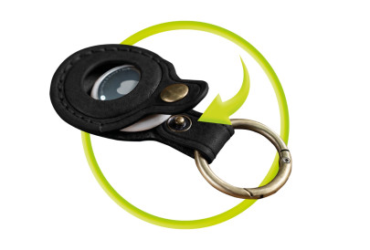 Kožená klíčenka AirTag A6, Černá