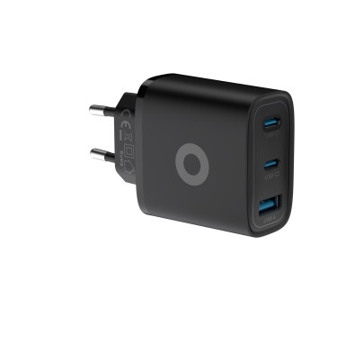 GaN 40W Wall Charger MO13, 1x USB-A + 2x USB-C, Black