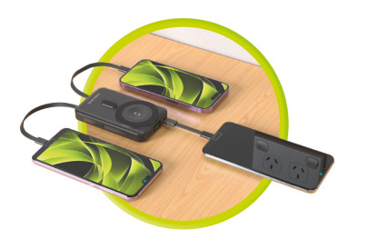 10000mAh Wireless Magnetic PowerBank PB11, USB-C and Lightning Cable