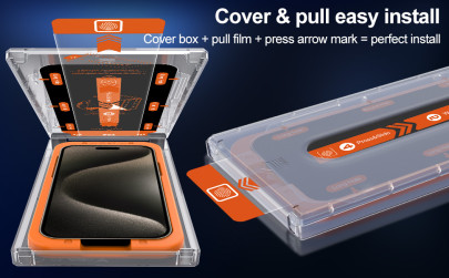 Screen Guard Privacy iPhone 15 Pro Max with easy applicator, 2 pack