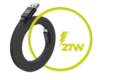 Magnetic cable USB-A to USB-C 1m Black Flat Patented Original